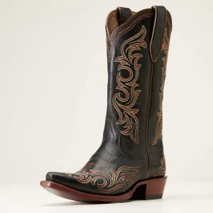 Ariat Ladies Black Hazen Snip Toe Western Boots with All-Over Fancy Stitching