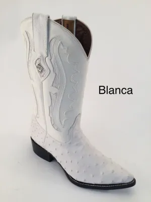 Avestruz Blanca Piel de Primera Horma J Toe - Marca Red Diamond Boots