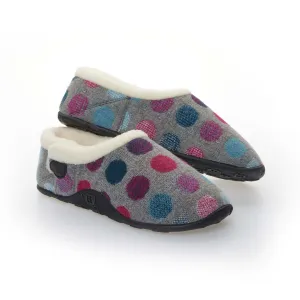 Florence - Grey Pink Purple Spot Women's Slippers