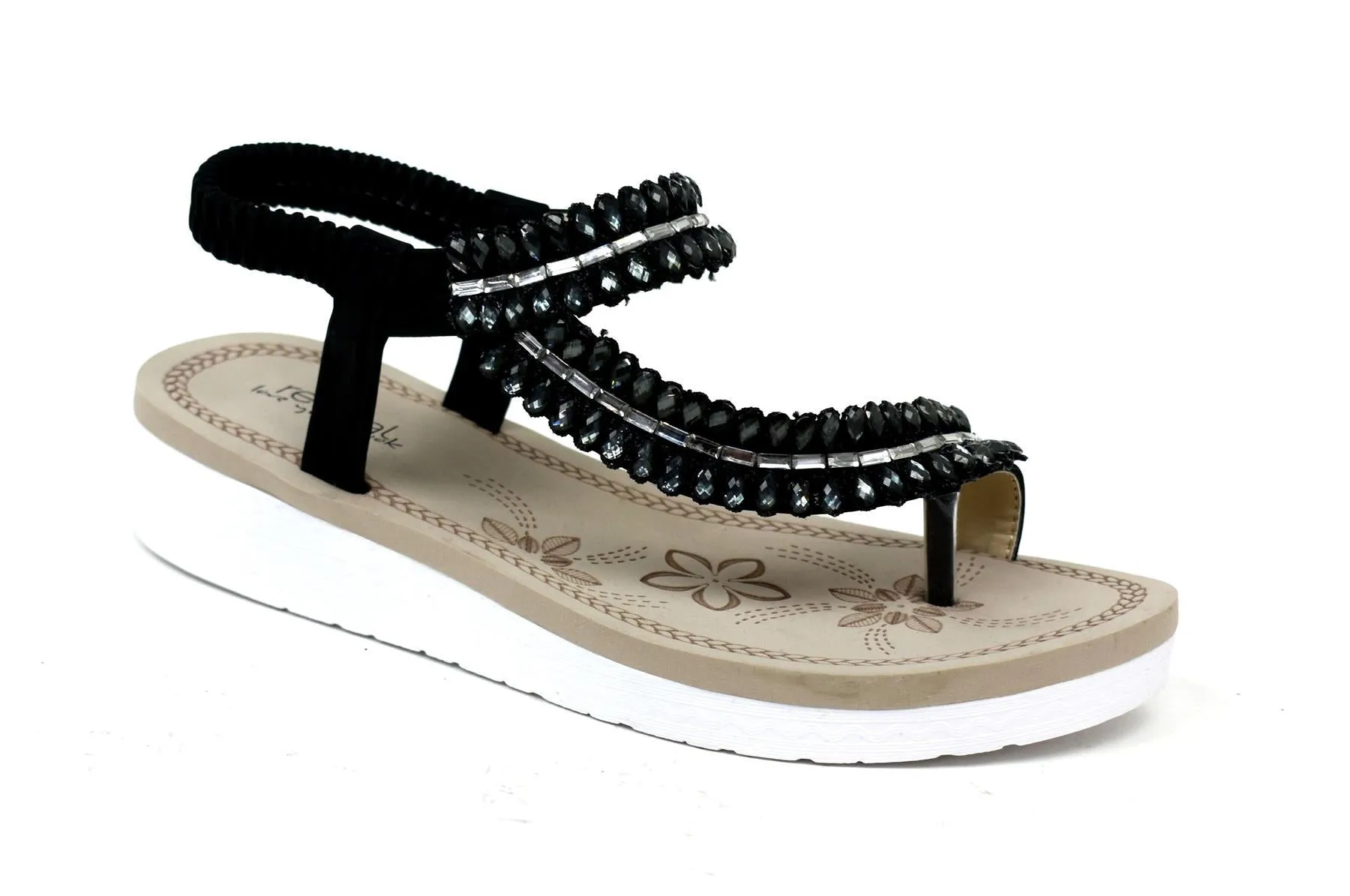 Gem Twist Comfort Sandal Black