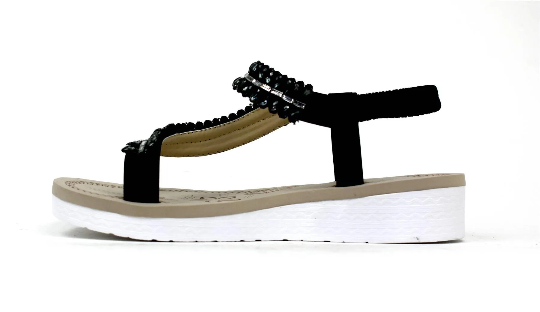 Gem Twist Comfort Sandal Black