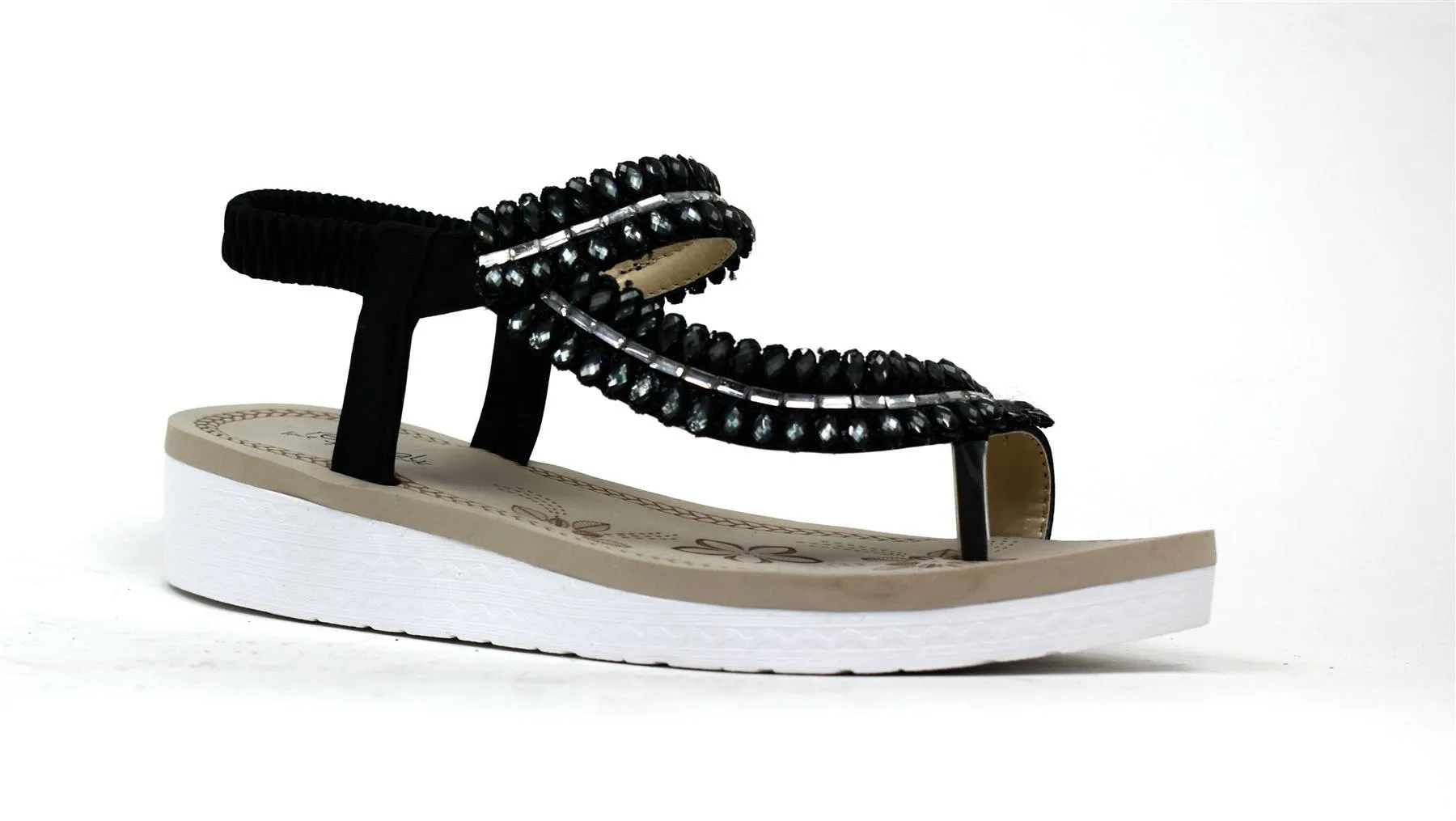 Gem Twist Comfort Sandal Black
