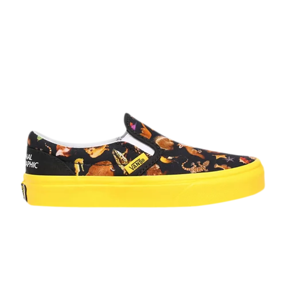 National Geographic x Classic Vans Children's Slip-on Sneakers, Black