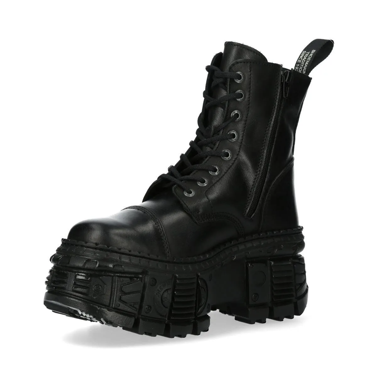 New Rock Boots Punk WALL083C-S5 Unisex Metallic Black Leather Platform Gothic EMO