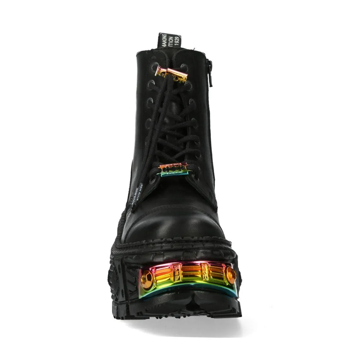 New Rock Boots WALL83CCT-S8 Unisex Metallic Black Leather Platform Gothic Boots
