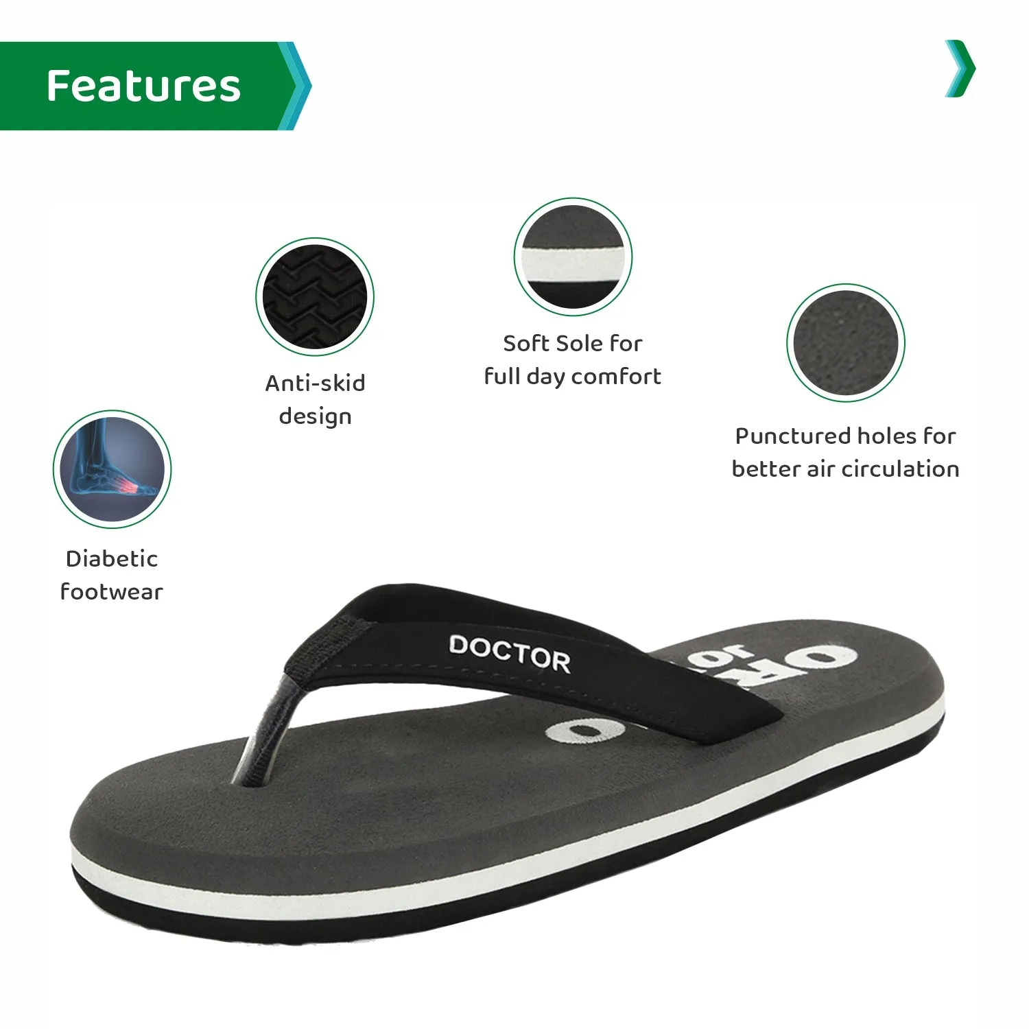 ORTHOJOY Diabetic Super Fit Doctor Slipper for men
