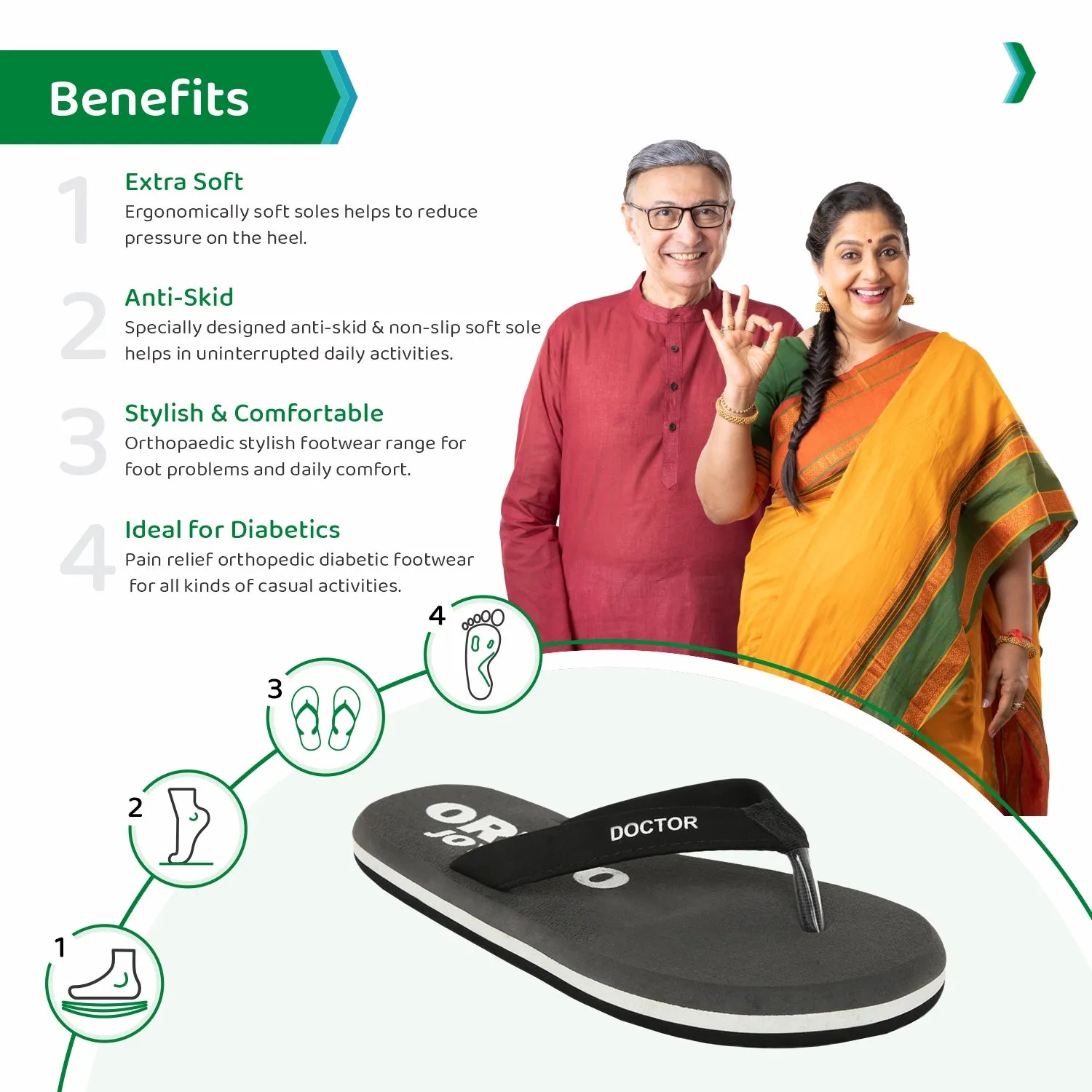 ORTHOJOY Diabetic Super Fit Doctor Slipper for men