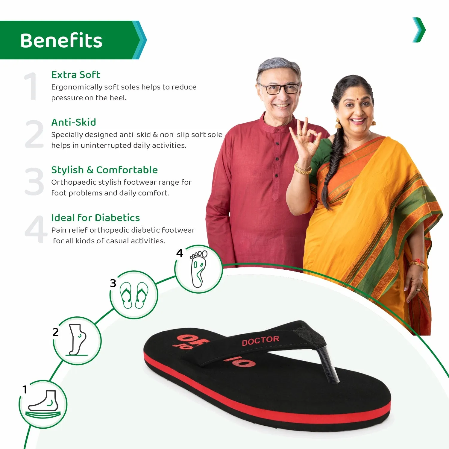 ORTHOJOY Diabetic Super Fit Doctor Slipper for men