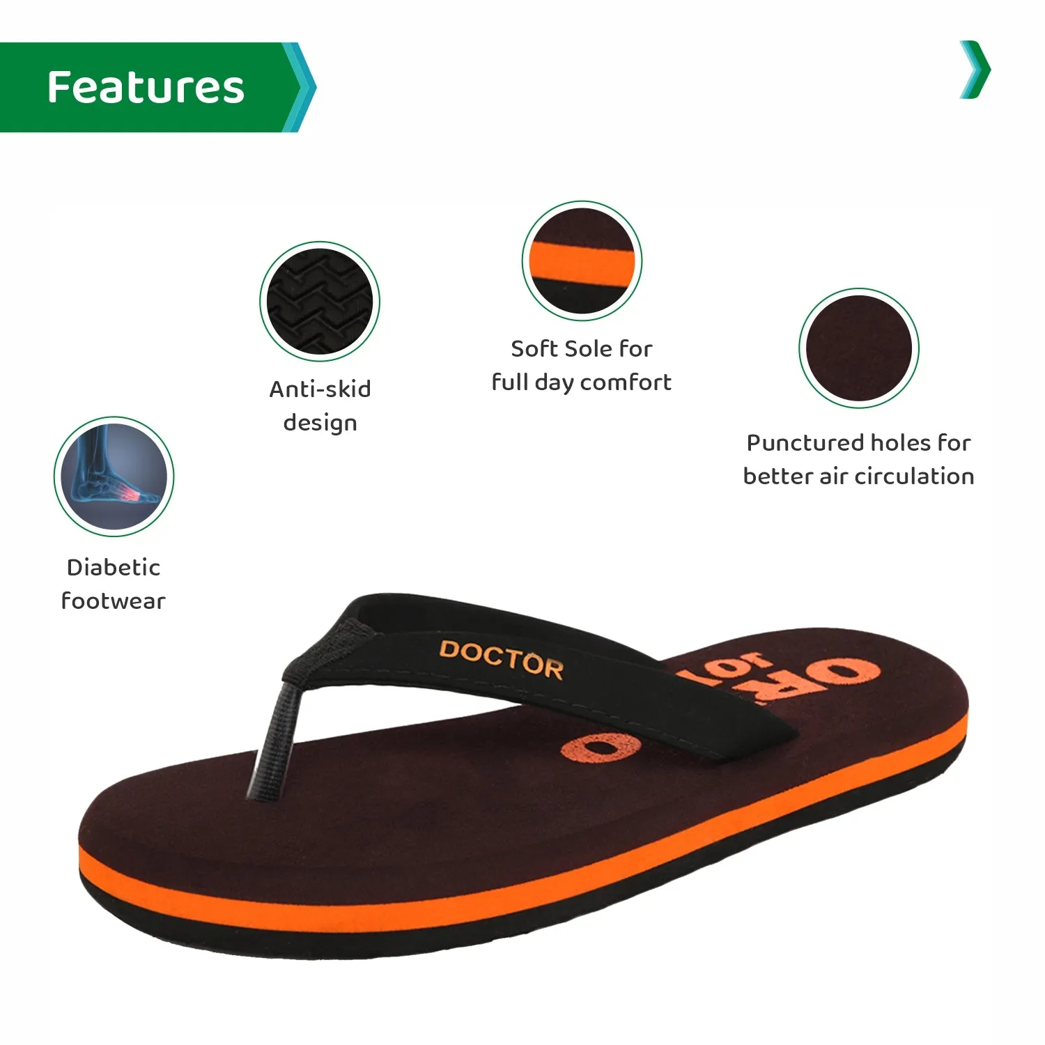 ORTHOJOY Diabetic Super Fit Doctor Slipper for men