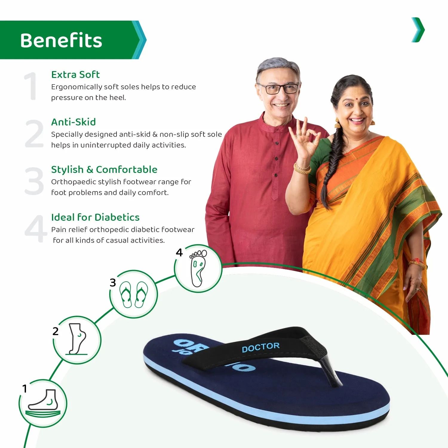 ORTHOJOY Diabetic Super Fit Doctor Slipper for men