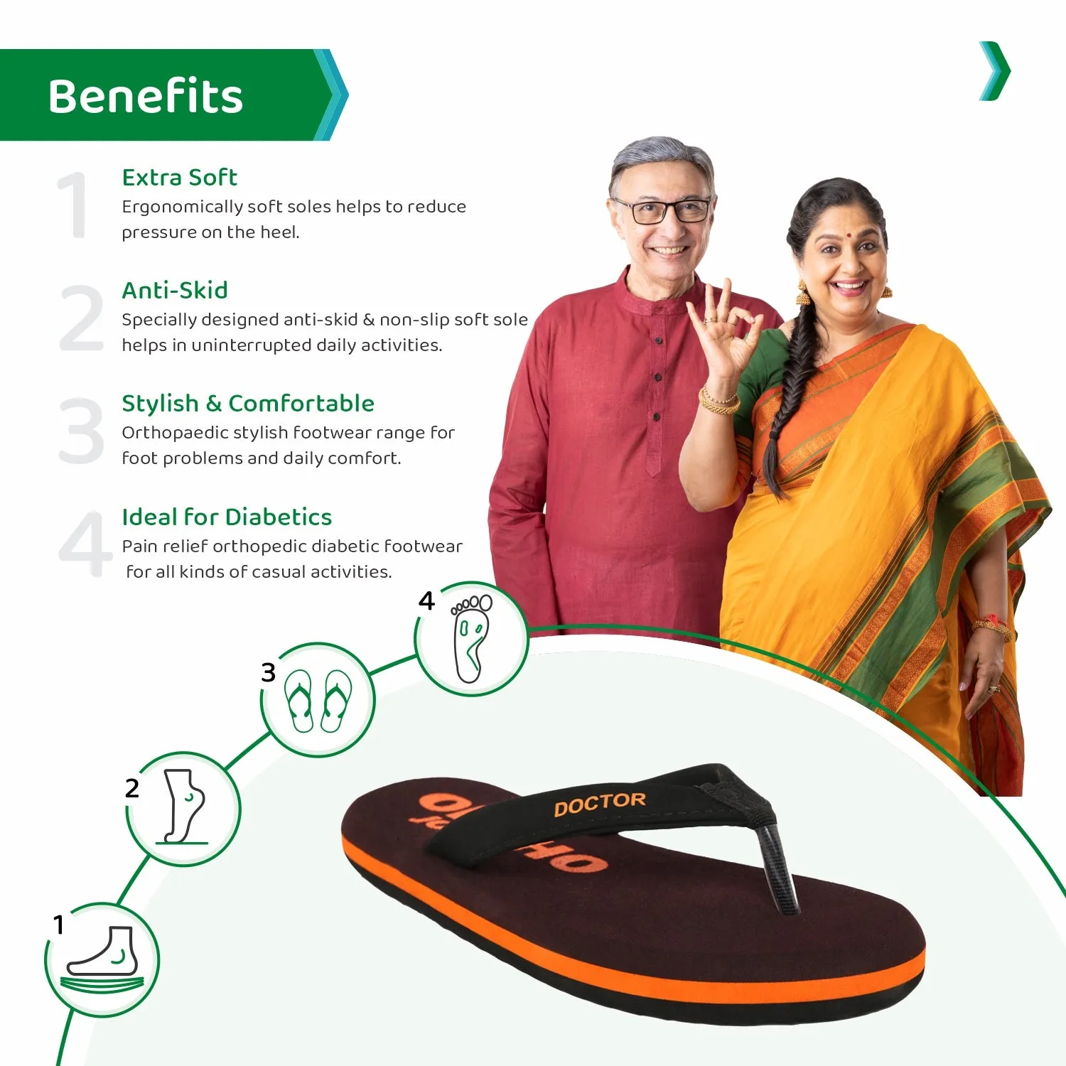 ORTHOJOY Diabetic Super Fit Doctor Slipper for men