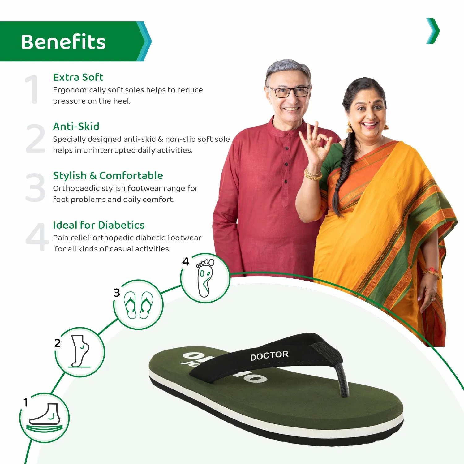 ORTHOJOY Diabetic Super Fit Doctor Slipper for men