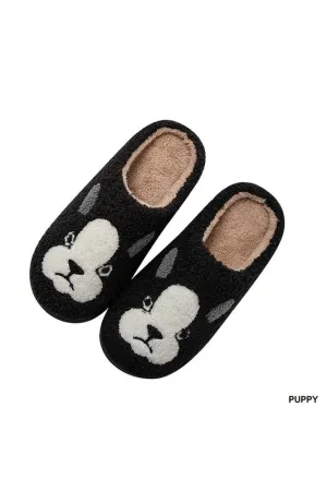 PUPPY NOVELTY SOFT PLUSH COZY SLIPPERS - S/M