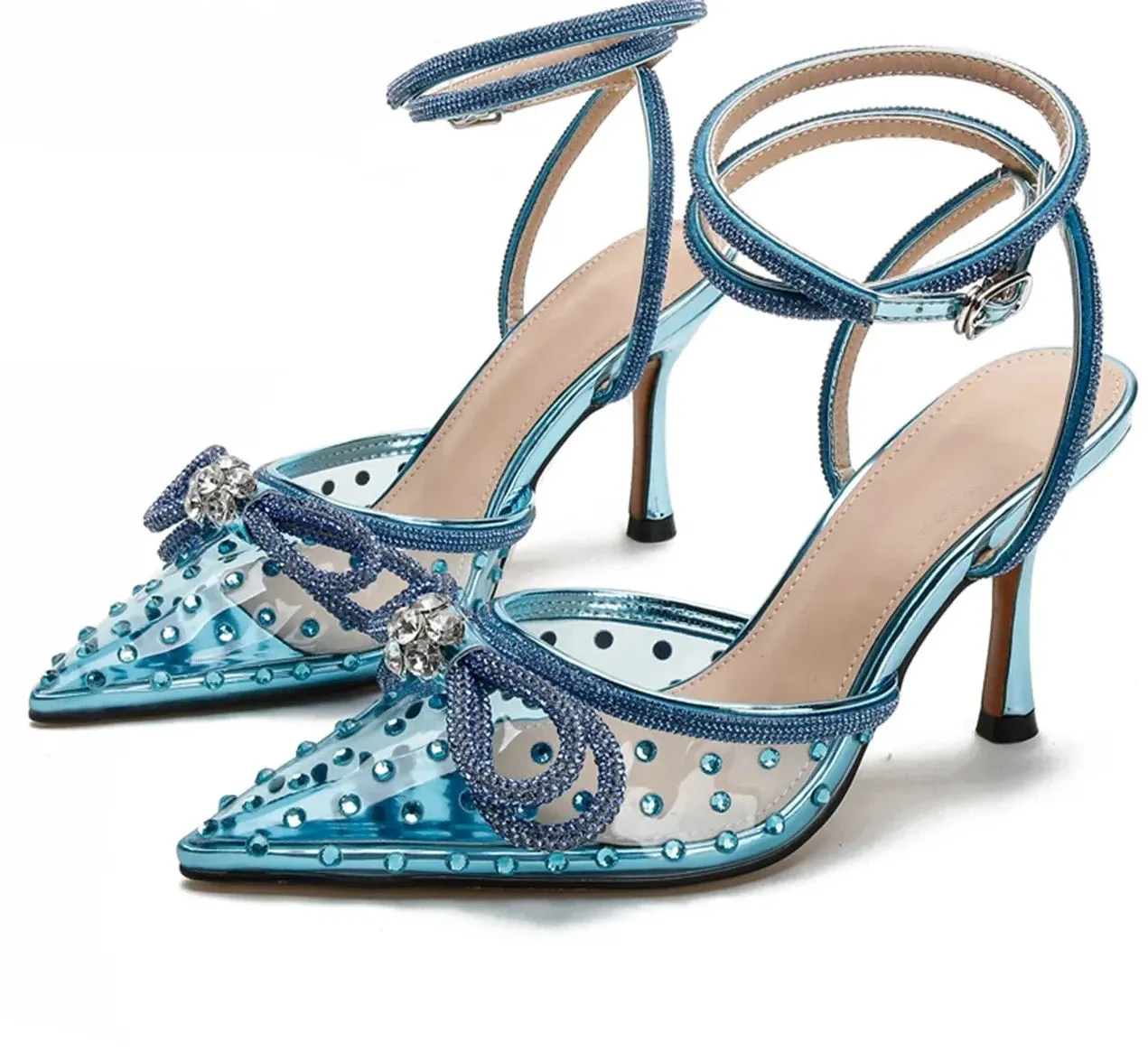 Rhinestone bow Transparent High Heels