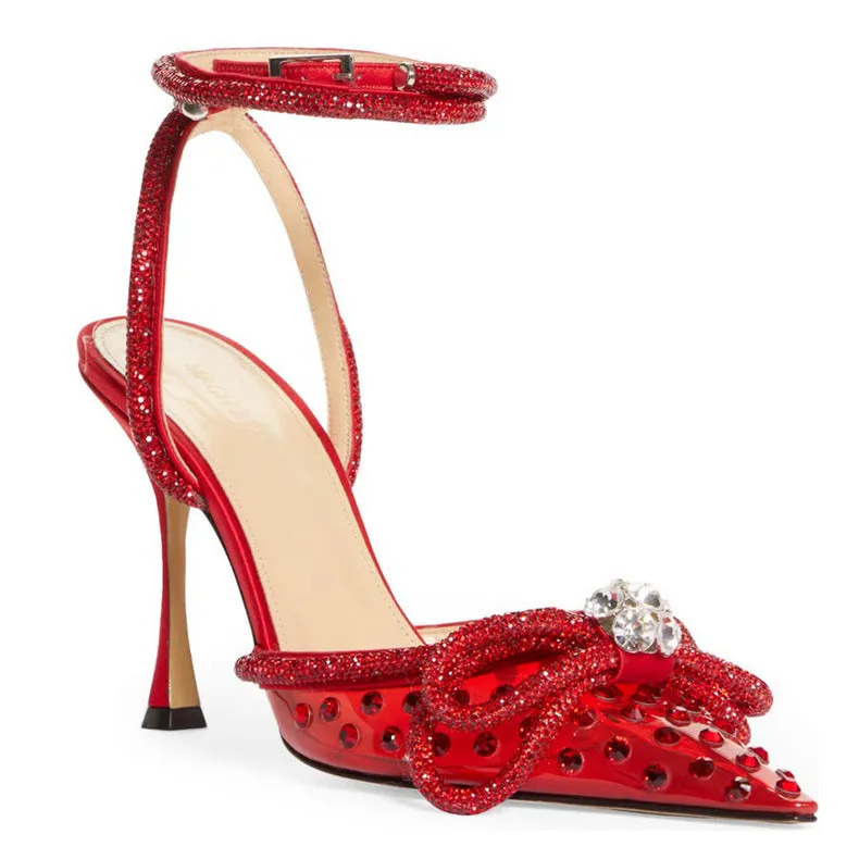 Rhinestone bow Transparent High Heels