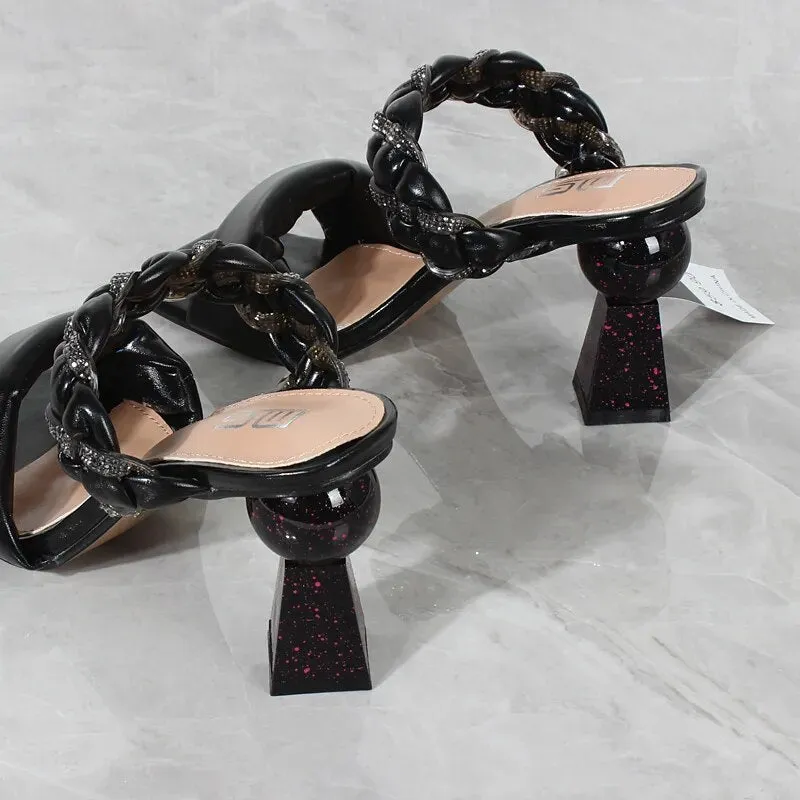 Rhinestone Braided Spike Heels
