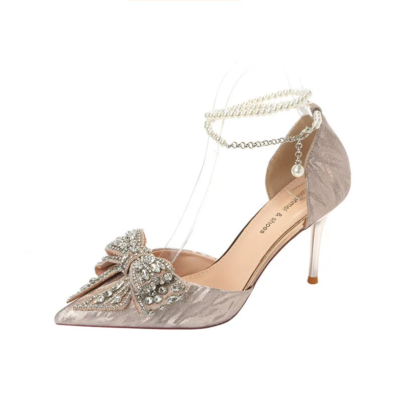 Rhinestone Butterfly Pearl Heels