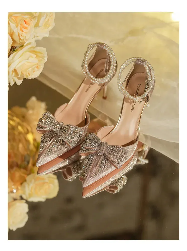 Rhinestone Butterfly Pearl Heels