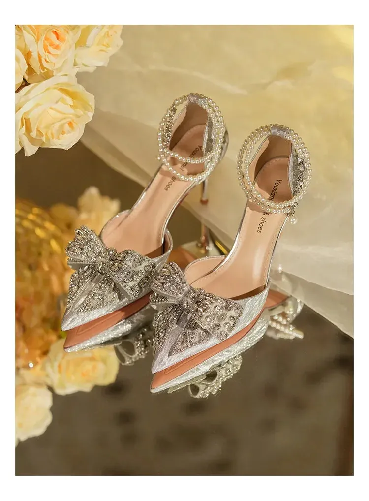 Rhinestone Butterfly Pearl Heels