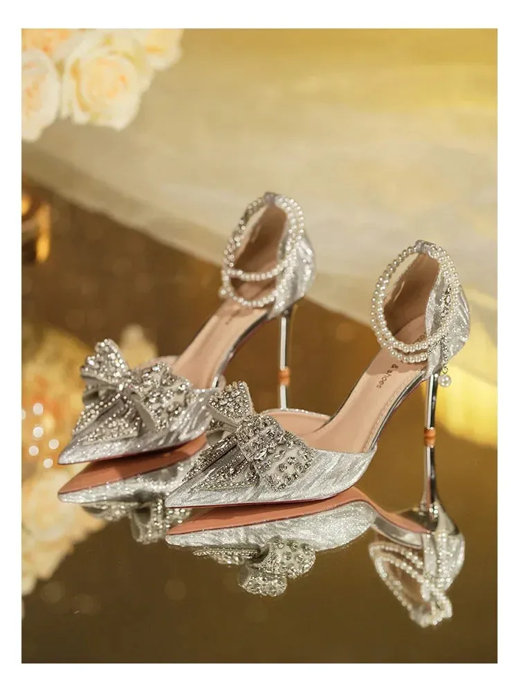 Rhinestone Butterfly Pearl Heels