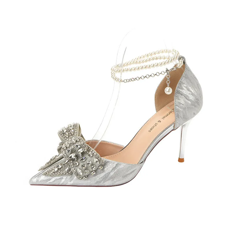 Rhinestone Butterfly Pearl Heels