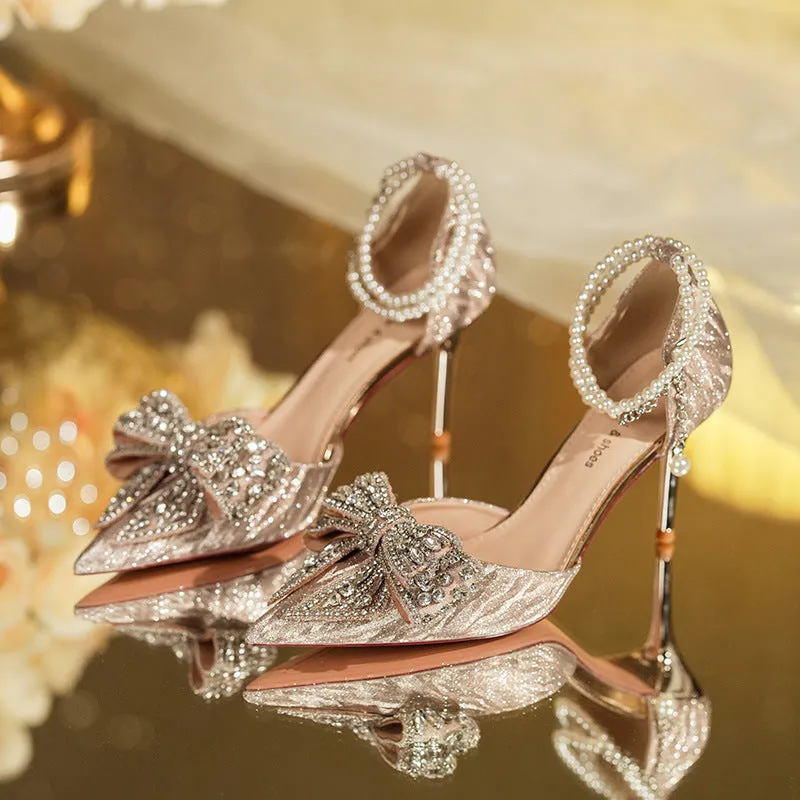 Rhinestone Butterfly Pearl Heels