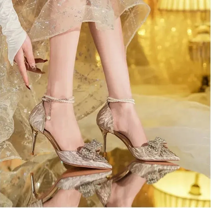 Rhinestone Butterfly Pearl Heels
