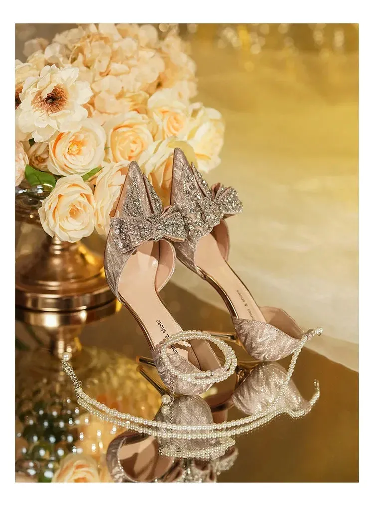Rhinestone Butterfly Pearl Heels